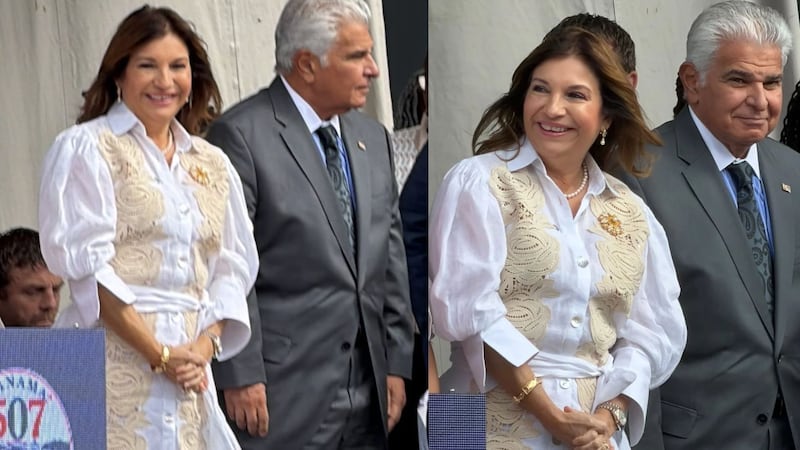 Bordado y calado por artesanos panameños: el traje de Maricel de Mulino  del diseñador Jaime Luna 