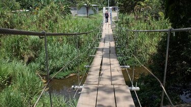 Hurtan láminas antideslizantes de un puente colgante en Pacora
