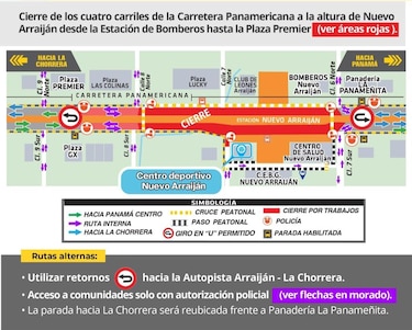 Metro de Panamá anuncia desvíos y cierre vial en Nuevo Arraiján este fin de semana