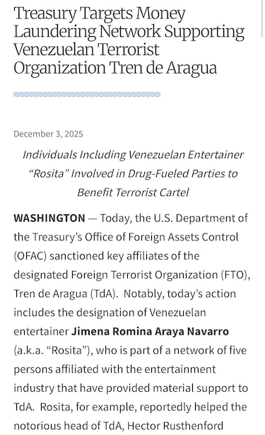 México y Estados Unidos persiguen financieramente a la DJ venezolana ‘Rosita’ por presuntos vínculos con el Tren de Aragua