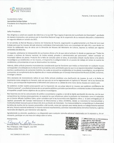 Solicitan al presidente Cortizo que vete proyecto de ley que regula la profesión de historiador