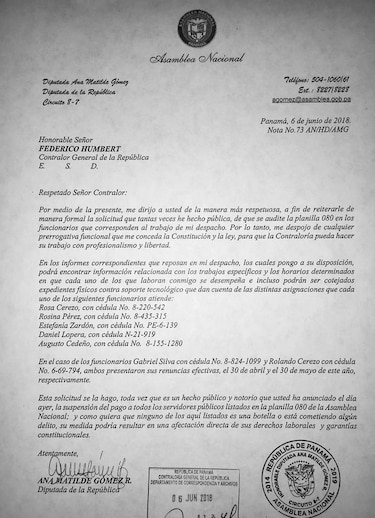 Diputada Ana Matilde Gómez pide a la Contraloría que se le audite su planilla
