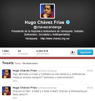 La cuenta de Hugo Chávez en Twitter seguirá activa
