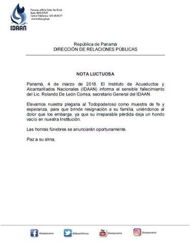 Muere secretario general del Idaan en accidente de tránsito