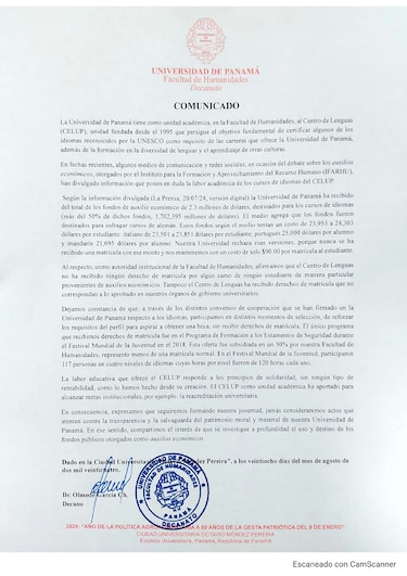 Auxilios económicos: Universidad de Panamá niega que recibió fondos del Ifarhu para cursos de idiomas a pesar de reportes oficiales