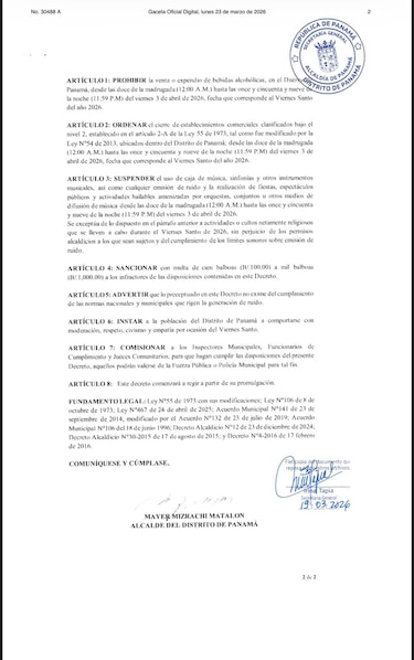 Alcaldía de Panamá prohíbe venta de alcohol y fiestas en Viernes Santo