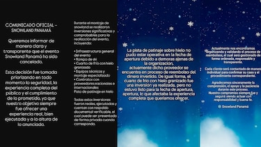 Snowland Panamá anuncia la cancelación oficial del evento