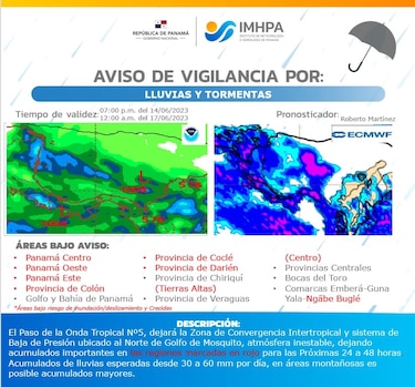 Instituto de Meteorología emite aviso por el paso de la onda tropical #5