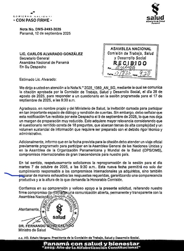 Ministro de Salud pide nueva fecha para explicar situación del Hospital Nicolás A. Solano