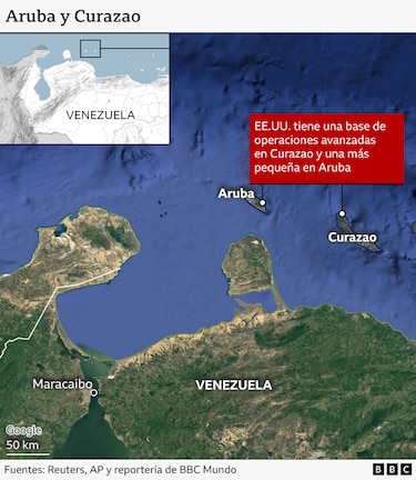Los mapas que muestran las islas caribeñas que están ayudando a Estados Unidos en sus operaciones militares contra lanchas de Venezuela