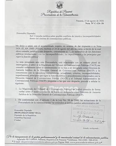 Presidenta del TACP no consultó nombramiento de su hija, como aseguró en la Asamblea
