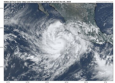 Priscilla baja a huracán categoría 1 en el suroeste de la península de Baja California