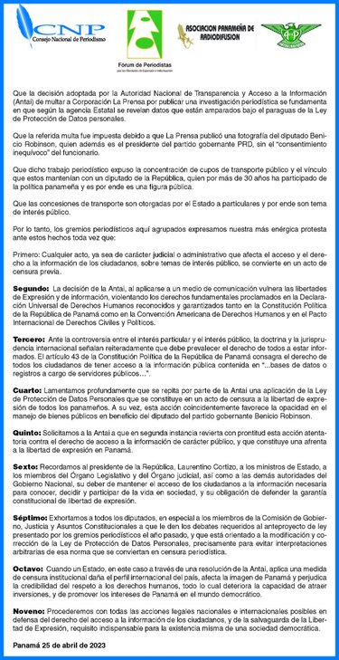 ‘Un grave precedente’, un ‘absurdo’, ‘aberrante’... las reacciones por la multa de Antai a La Prensa por la foto de Benicio Robinson