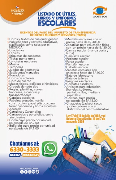 Esta es la lista de artículos escolares exentos del pago del impuesto de 7%