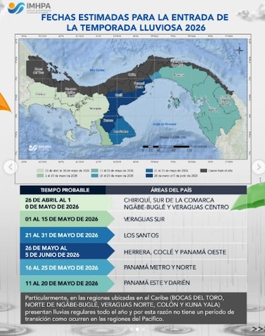 ¿Cuándo empieza la temporada lluviosa en Panamá 2026? Fechas estimadas por región