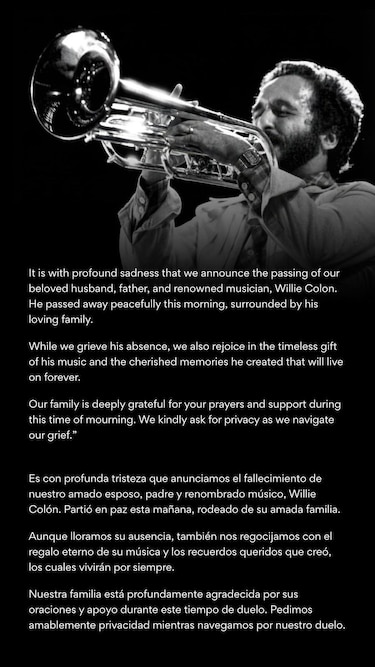 Muere Willie Colón, emblemático músico e intérprete de íconos de la salsa como ‘Idilio’