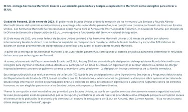 Estados Unidos señala a Ricardo Martinelli por ‘corrupción significativa’