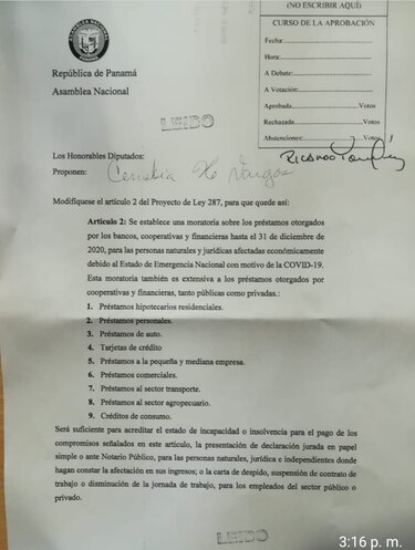 Aprueban en segundo debate proyecto de ley No. 287; monto de bono solidario no será relacionado a la canasta básica