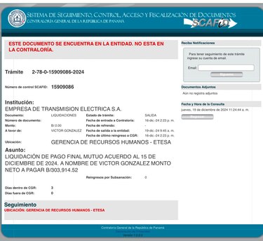 Casi $400 mil para dos liquidaciones en Etesa