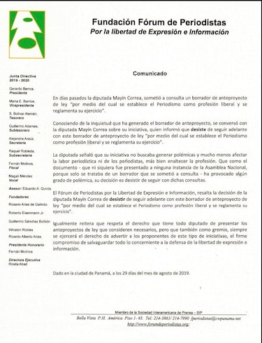 Diputada Correa desiste de iniciativa que regularía el periodismo; el Fórum se pronuncia