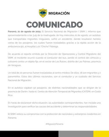 Un bus que trasladaba a migrantes sufre accidente en Veraguas; al menos 20 personas fueron llevadas al hospital