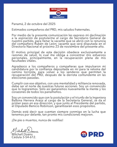 Balbina Herrera vuelve al ruedo y Bernardo Meneses se postula al CEN del PRD desde la cárcel de Tinajitas