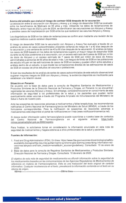 Minsa: la FDA advierte de riesgo de desarrollar Síndrome Guillain-Barré por vacunas