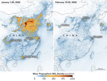 La NASA revela una caída de la contaminación en China por el coronavirus