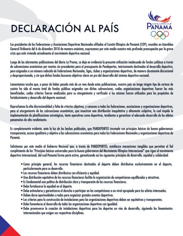 Comité Olímpico manifiesta 'profunda preocupación por la grave crisis' en el deporte