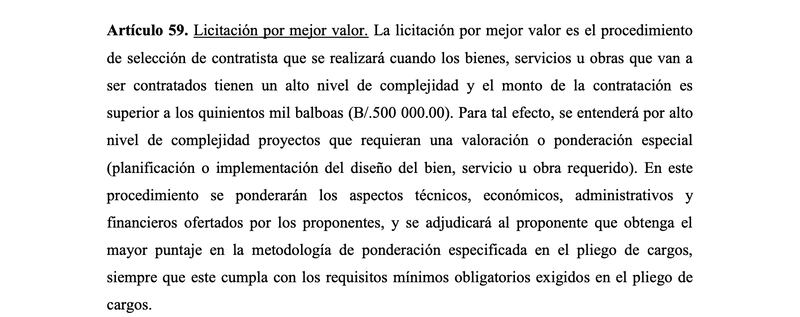 Esto es lo que dicta la Ley de Contrataciones Públicas sobre las licitaciones por mejor valor.