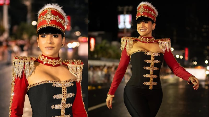 Jacky Guzmán, presentadora panameña, y su atuendo inspirado en El Cascanueces para el desfile de Navidad City of Stars