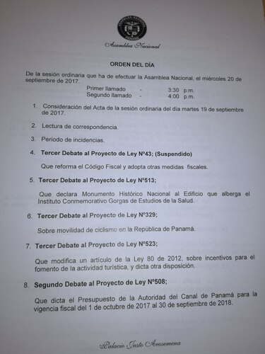 Pleno de la Asamblea baja a primer debate presupuesto del Canal de Panamá