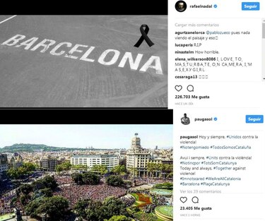 Solidaridad a Cataluña; con abrazo de estrellas deportivas