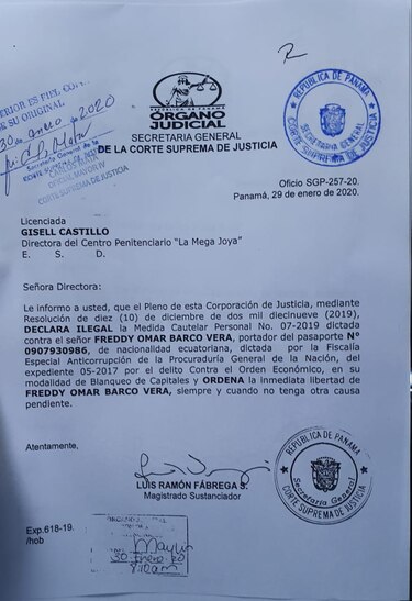 La Corte Suprema de Justicia declara ilegal el arresto del único detenido por el caso Odebrecht
