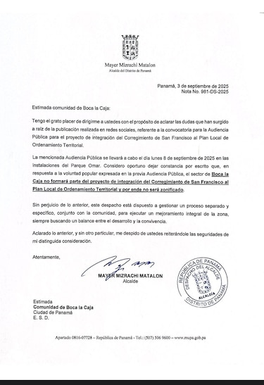 Boca La Caja queda fuera del plan de zonificación de San Francisco, confirma el alcalde Mizrachi