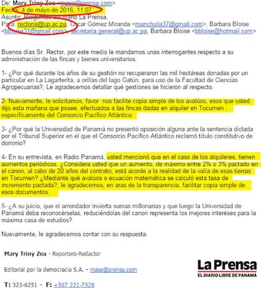Rector Gustavo García de Paredes arrendó más tierras