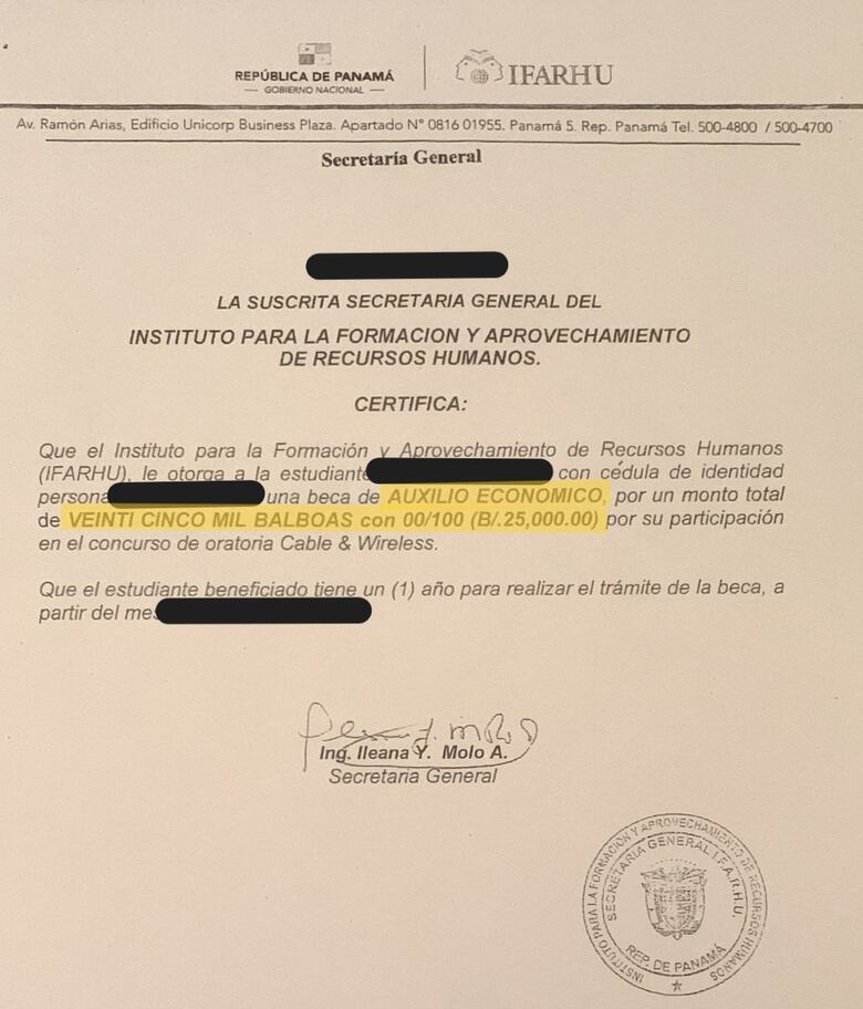 Lo que el IFARHU nunca respondió a los finalistas de oratoria desde 2019