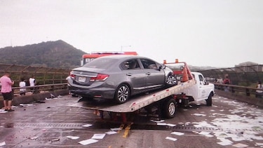 Dos heridos en accidente de tránsito en el puente de las Américas