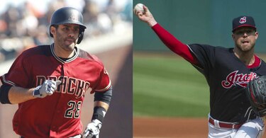 Cubano J.D. Martínez y lanzador Corey Kluber, Jugadores de la Semana
