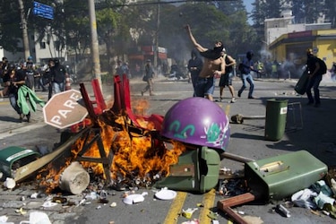 Enfrentamientos entre Policía y manifestantes en Sao Paulo