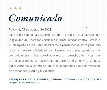 Representantes de Alemania, Canadá, Estados Unidos, Países Bajos y Reino Unido condenan ataque a Estrella