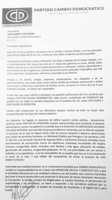 Expresidente Ricardo Martinelli emplaza a bancada de CD