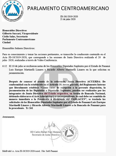 La bancada de Panamá en el Parlacen juramentará a los hermanos Martinelli Linares como diputados suplentes