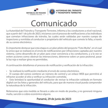 ATTT pondrá a prueba sistema para notificar a conductores registro de infracciones