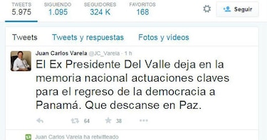 Gobierno y sociedad civil lamentan la muerte del expresidente Eric Arturo Delvalle