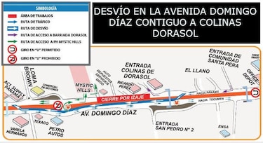 Desvíos en la avenida Domingo Díaz por montajes de vigas 'U'