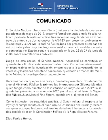 Amplían denuncia en caso de helicópteros del Senan