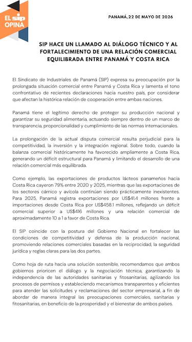 Gremios respaldan postura de Panamá en la disputa comercial con Costa Rica
