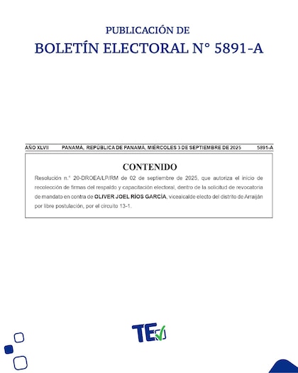 Autorizan la recolección de firmas para la revocatoria del vicealcalde de Arraiján