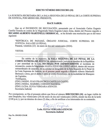 Ricardo Martinelli no logra apartar a María Eugenia López del caso New Business: le niegan la recusación